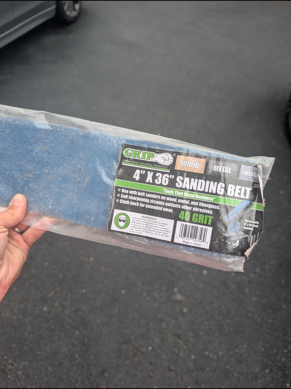 4" x 36" 40-Grit Sanding Belt - Blue
